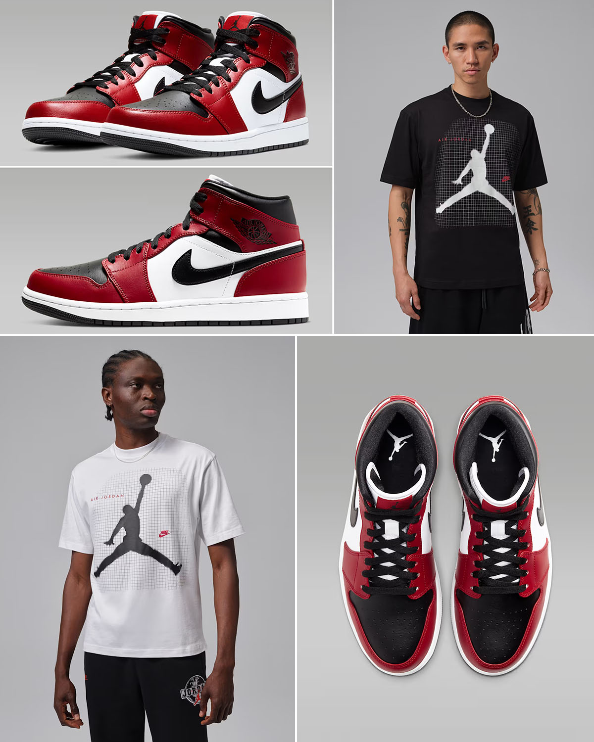Air Jordan 1 Mid Chicago Black Toe x Jordan Jumpman Graphic T Shirt Outfit