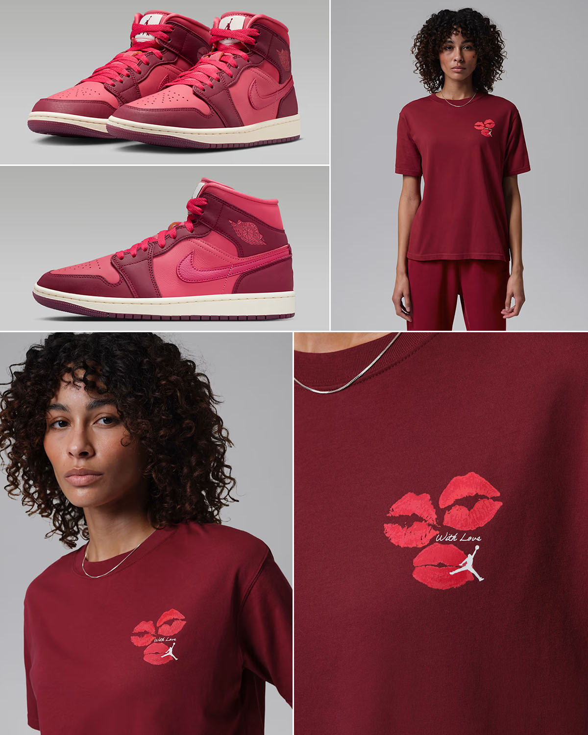 Air Jordan 1 Mid SE Valentines Day 2026 x Jordan Flight With Love Womens T Shirt Outfit