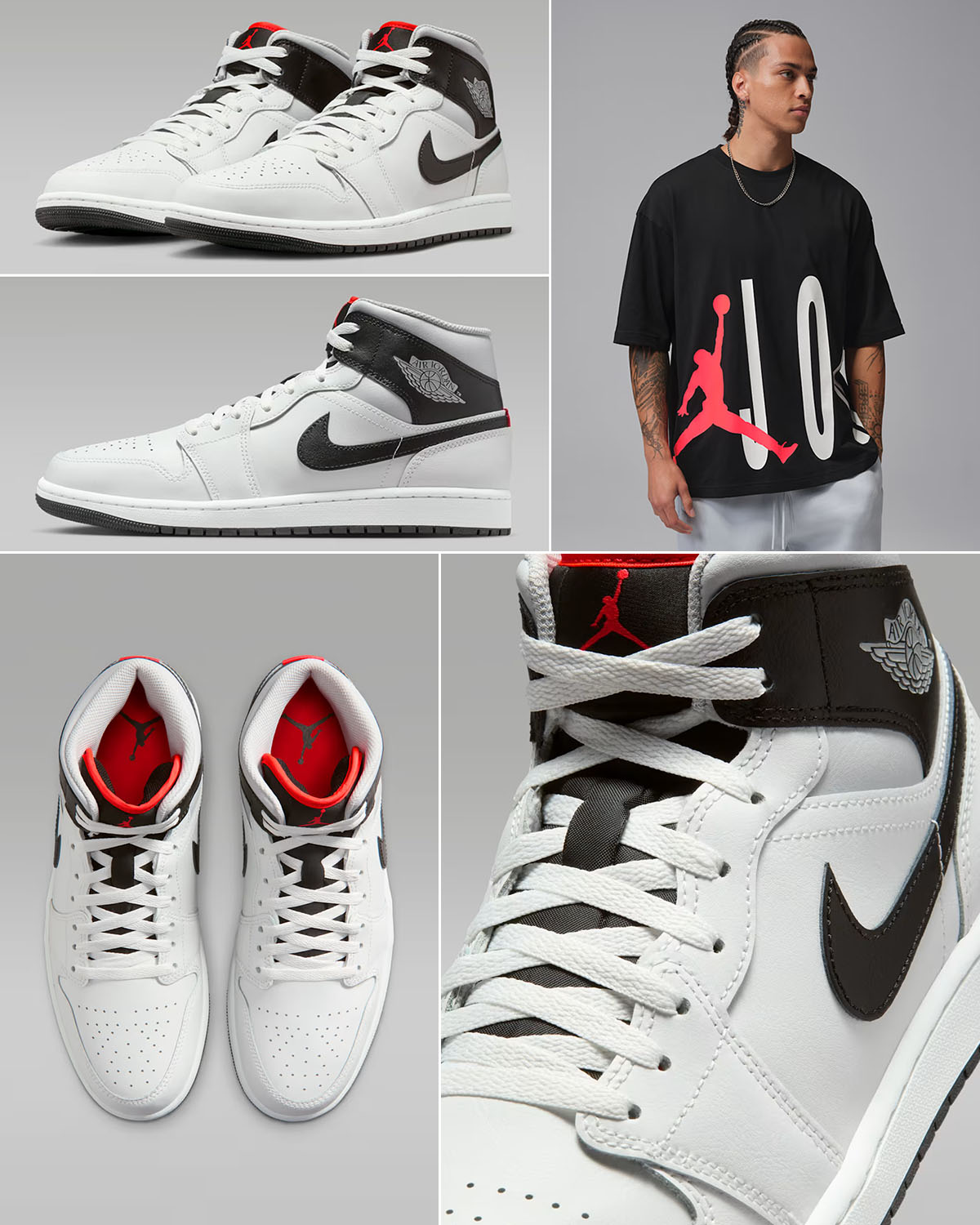 Air Jordan 1 Mid Summit White Neutral Grey Infrared 23 Black Mens Sneakers Matching Outfits