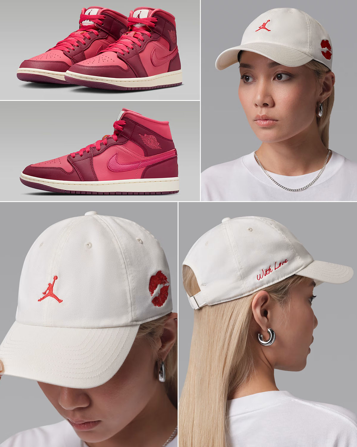 Air Jordan 1 Mid Valentines Day 2026 x Jordan With Love Club Cap Sail Hat