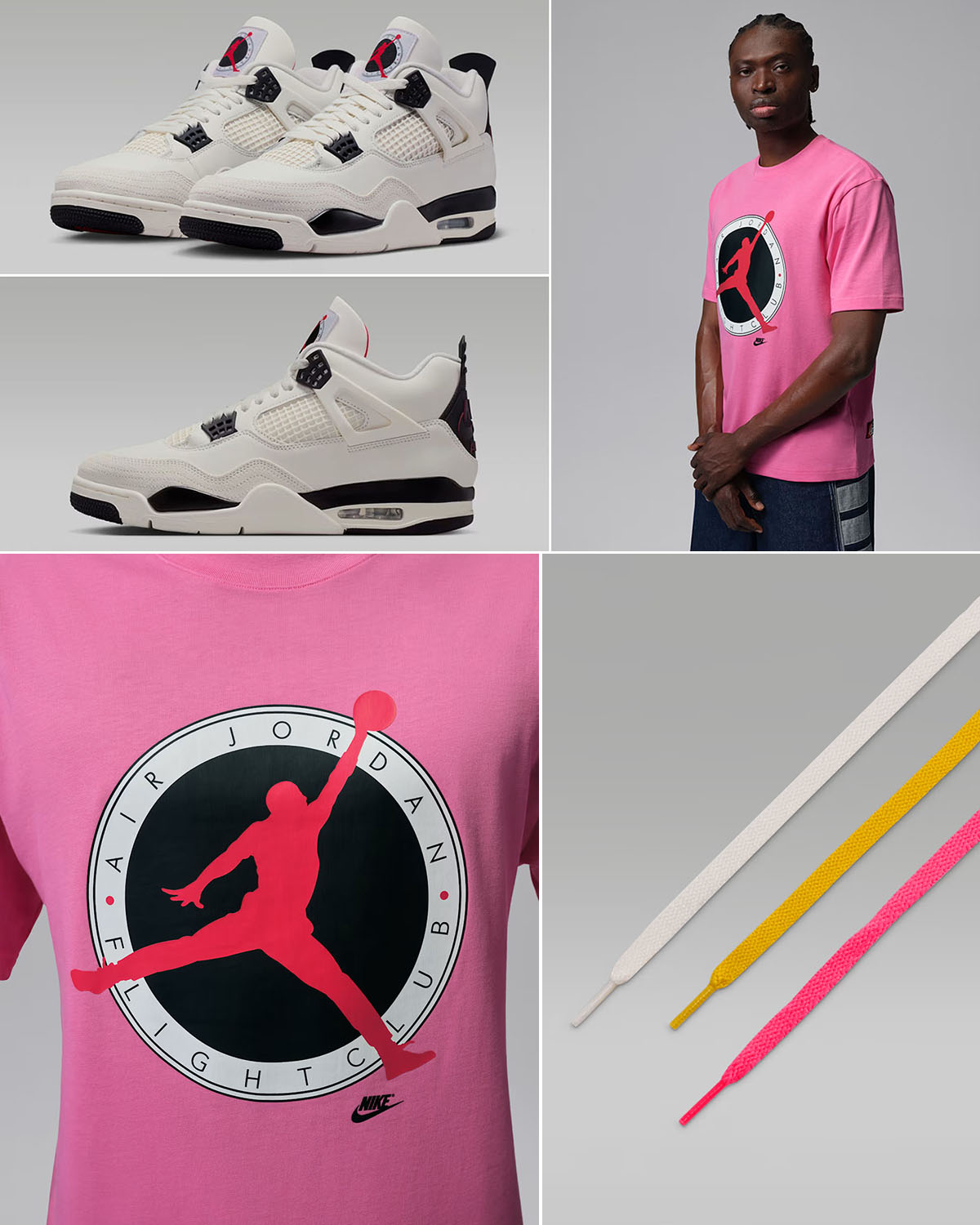Air Jordan 4 Flight Club Men's Pink T-Shirt to Match Sneakers