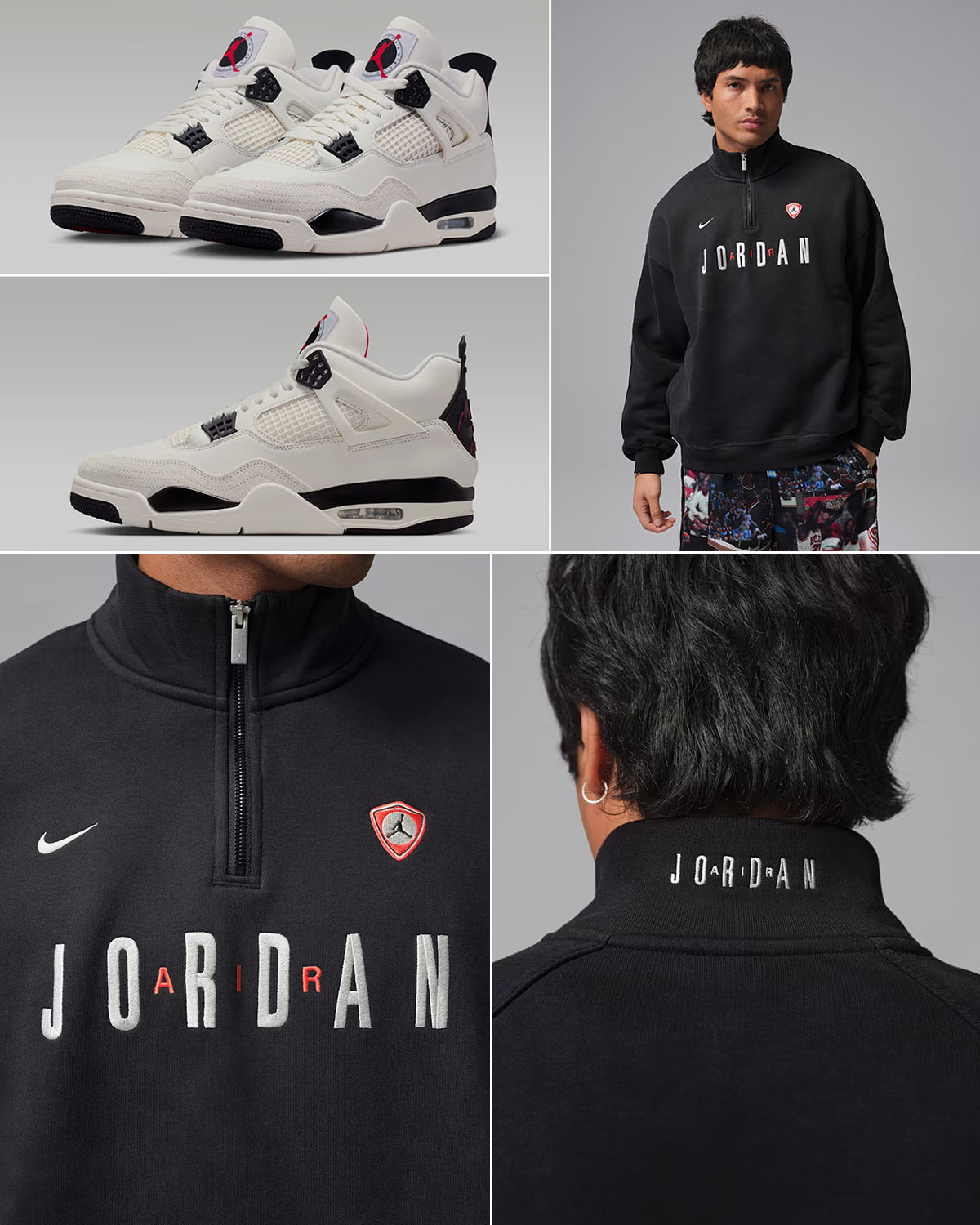 Air Jordan 4 Flight Club x Jordan Flight Graphic Fleece Quarter Zip Top Outfit