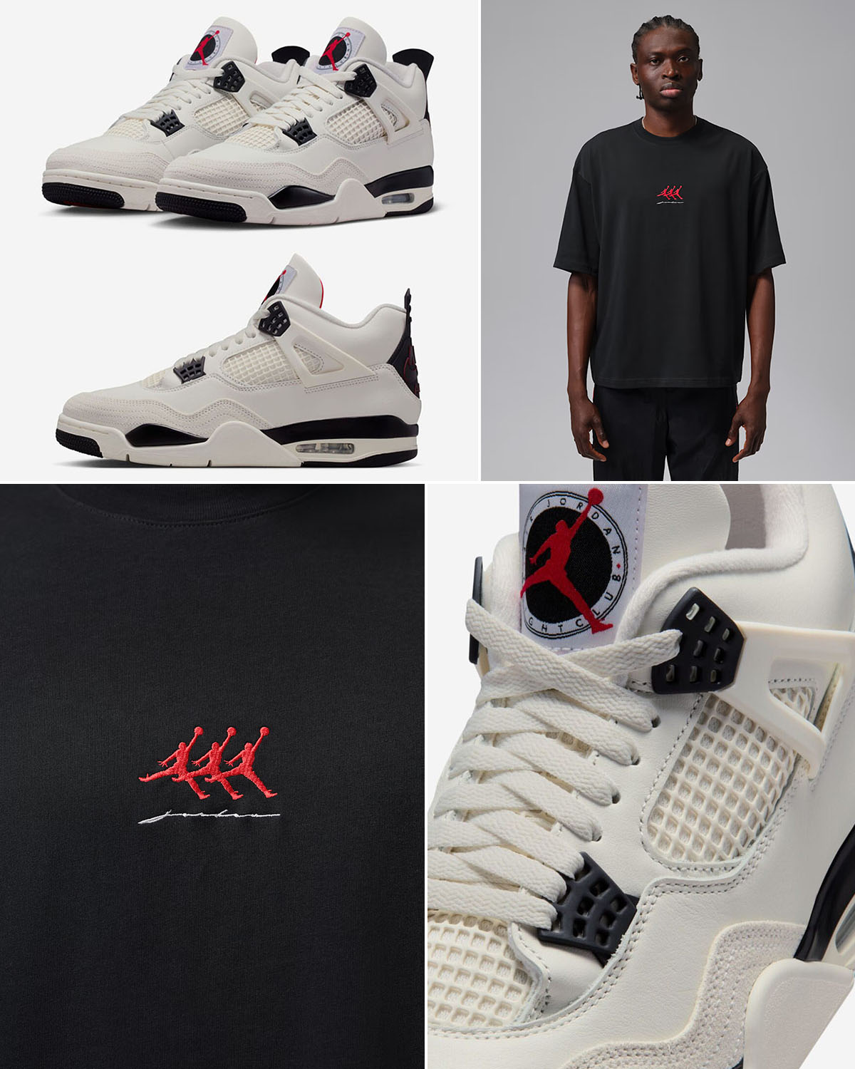 Air Jordan 4 Flight Club x Jordan Flight Mens Oversized Graphic Black T Shirt Outfit