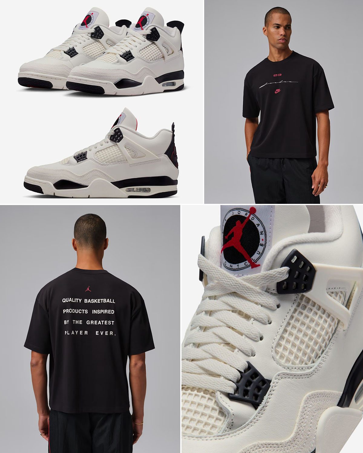 Air Jordan 4 Flight Club x Jordan Flight Script Mens Black T Shirt Outfit
