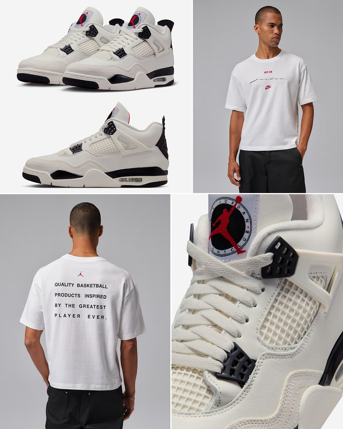 Air Jordan 4 Flight Club x Jordan Flight Script Mens White T Shirt Outfit
