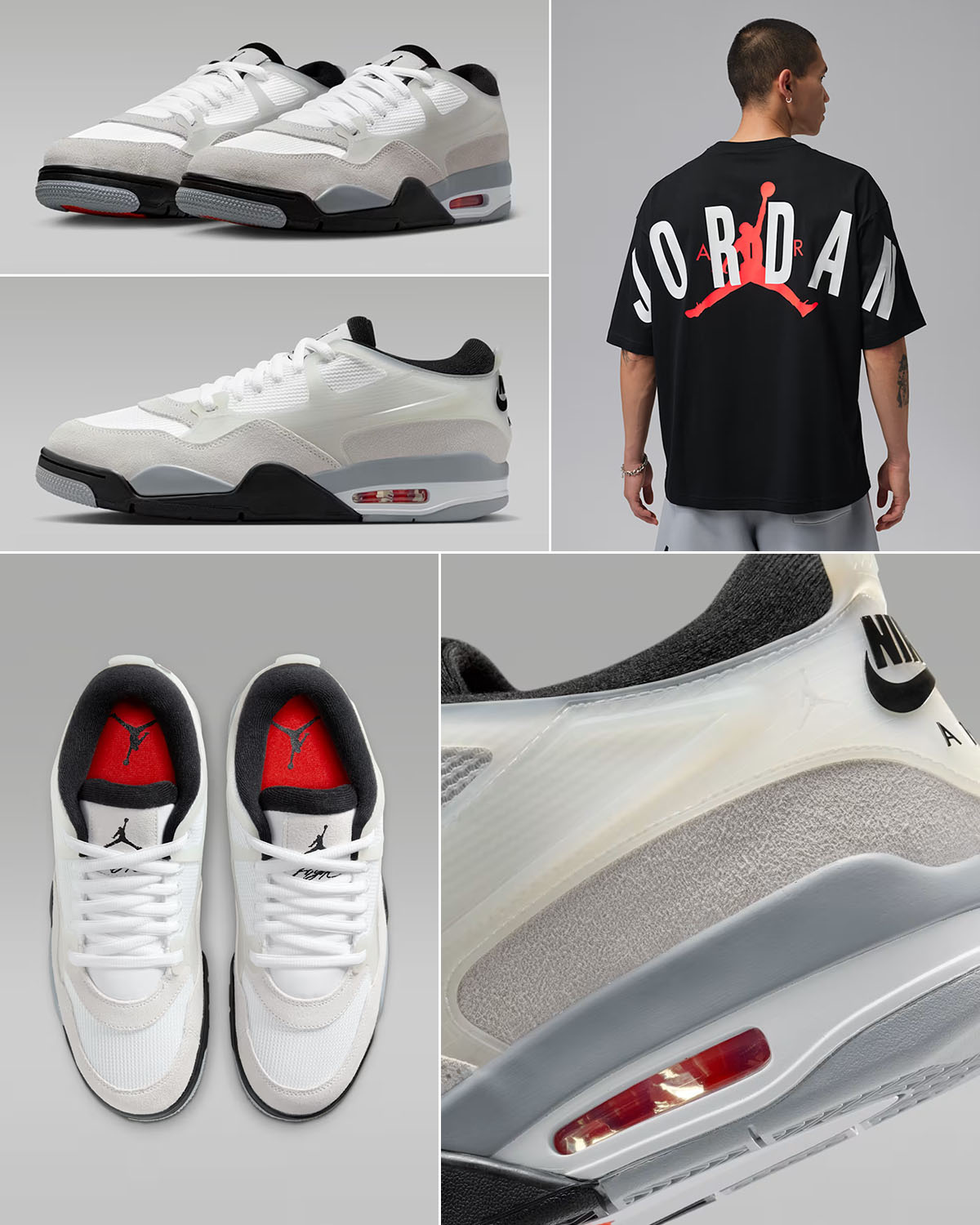 Air Jordan 4 RM White Infrared 23 Light Smoke Grey Black Mens Sneakers Matching Outfits