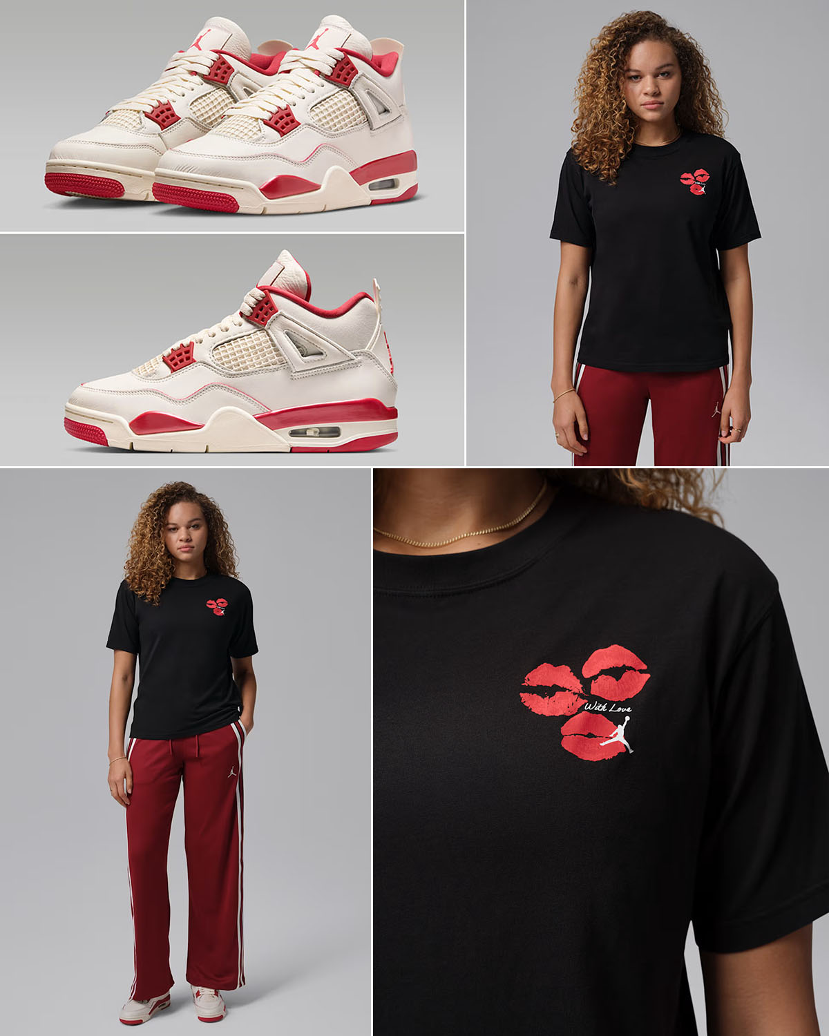 Air Jordan 4 Valentines Day 2026 Sneakers x Jordan Womens With Love Black T Shirt Outfit