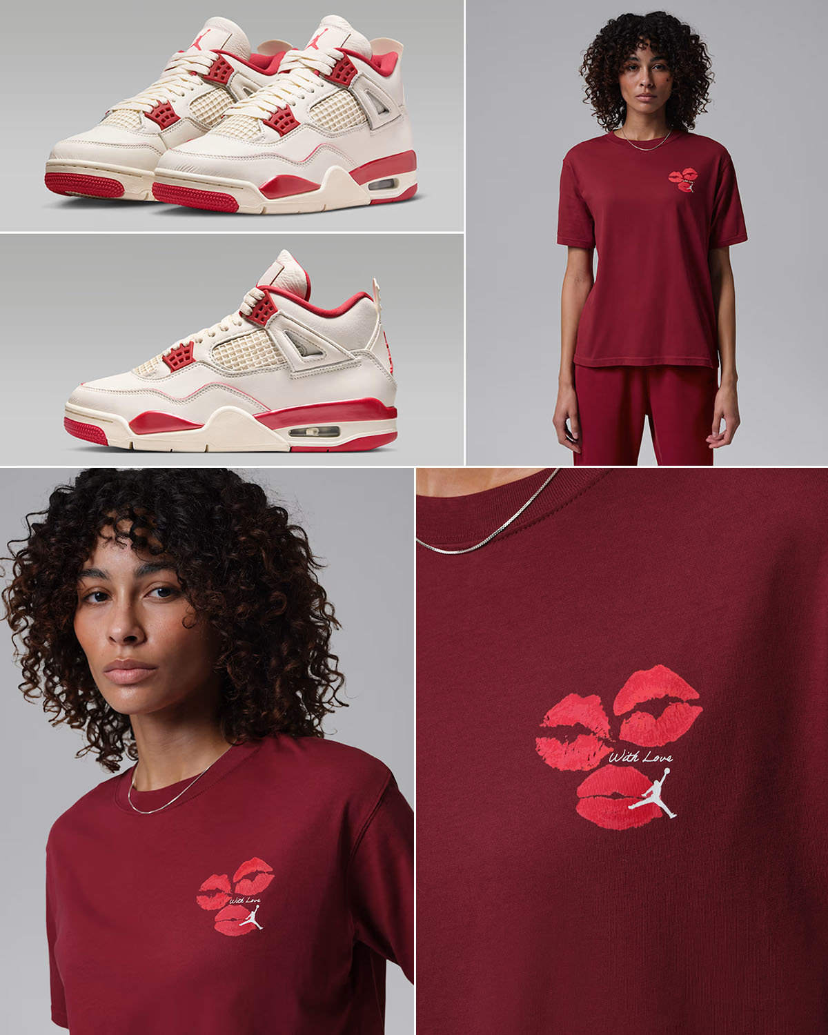 Air Jordan 4 Valentines Day 2026 Sneakers x Jordan Womens With Love Red T Shirt Outfit