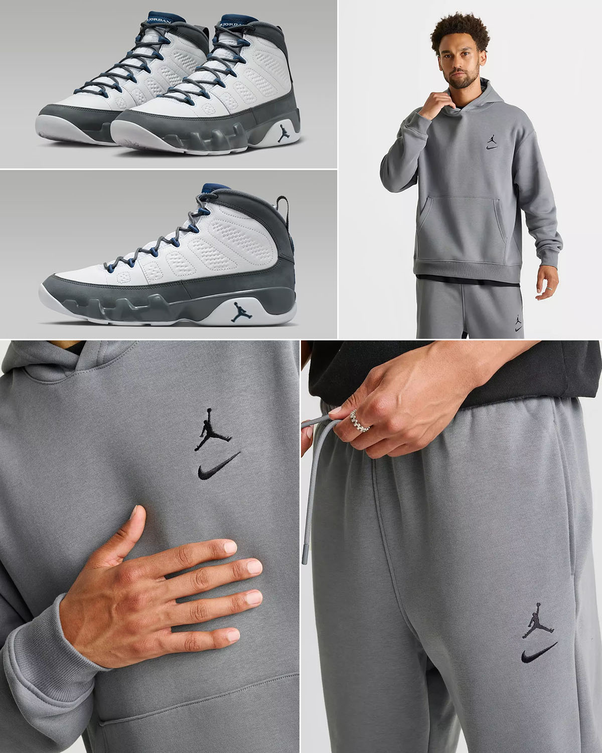 Air Jordan 9 Flint Grey 2026 Mens Hoodie and Pants Outfit