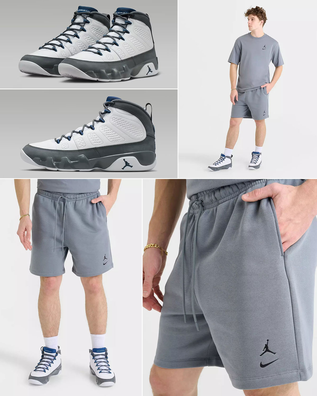 Air Jordan 9 Flint Grey 2026 T Shirt and Shorts Matching Outfit