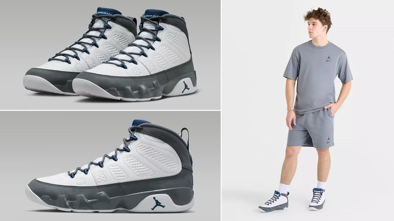 Air Jordan 9 Flint Grey 2026 T Shirt and Shorts Outfit