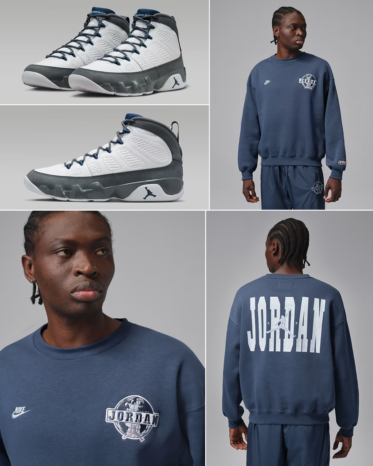 Air Jordan 9 Flint Grey 2026 x Jordan Brooklyn Fleece Mens Crewneck Sweatshirt Outfit