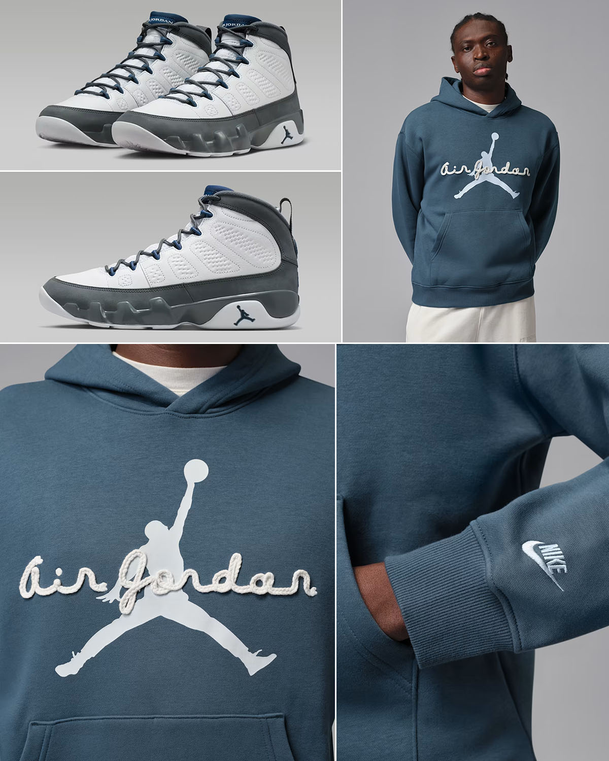 Air Jordan 9 Flint Grey 2026 x Jordan Brooklyn Fleece Mens Jumpman Hoodie Outfit