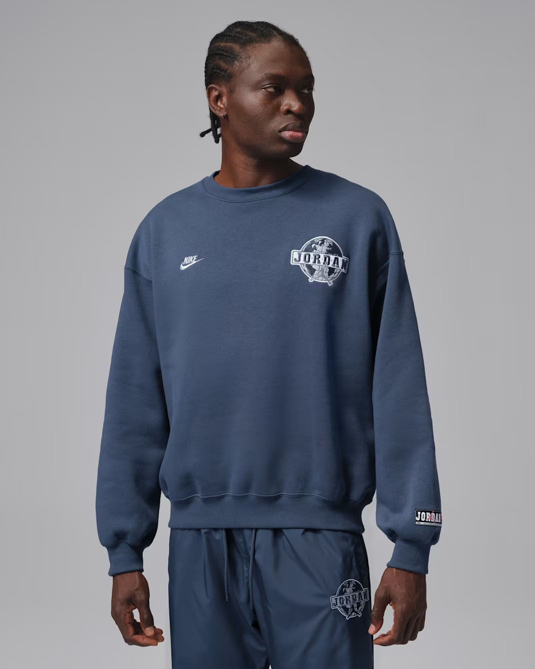 Jordan Brooklyn Fleece Mens Crewneck Sweatshirt Squadron Blue 1