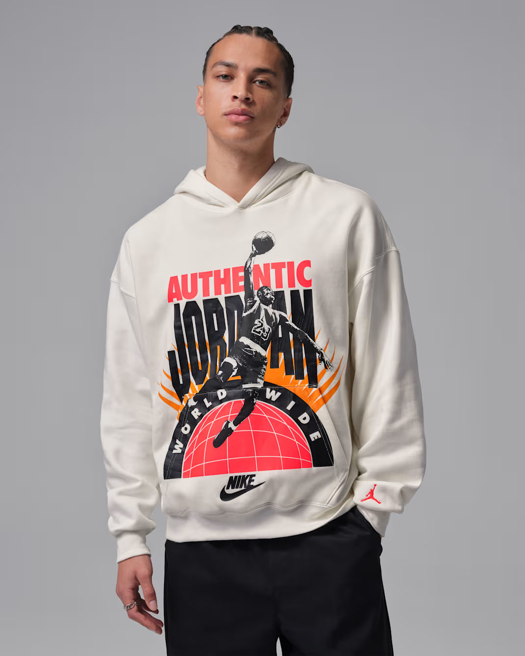 Jordan Brooklyn Fleece Mens Graphic Pullover Hoodie Sail Infrared