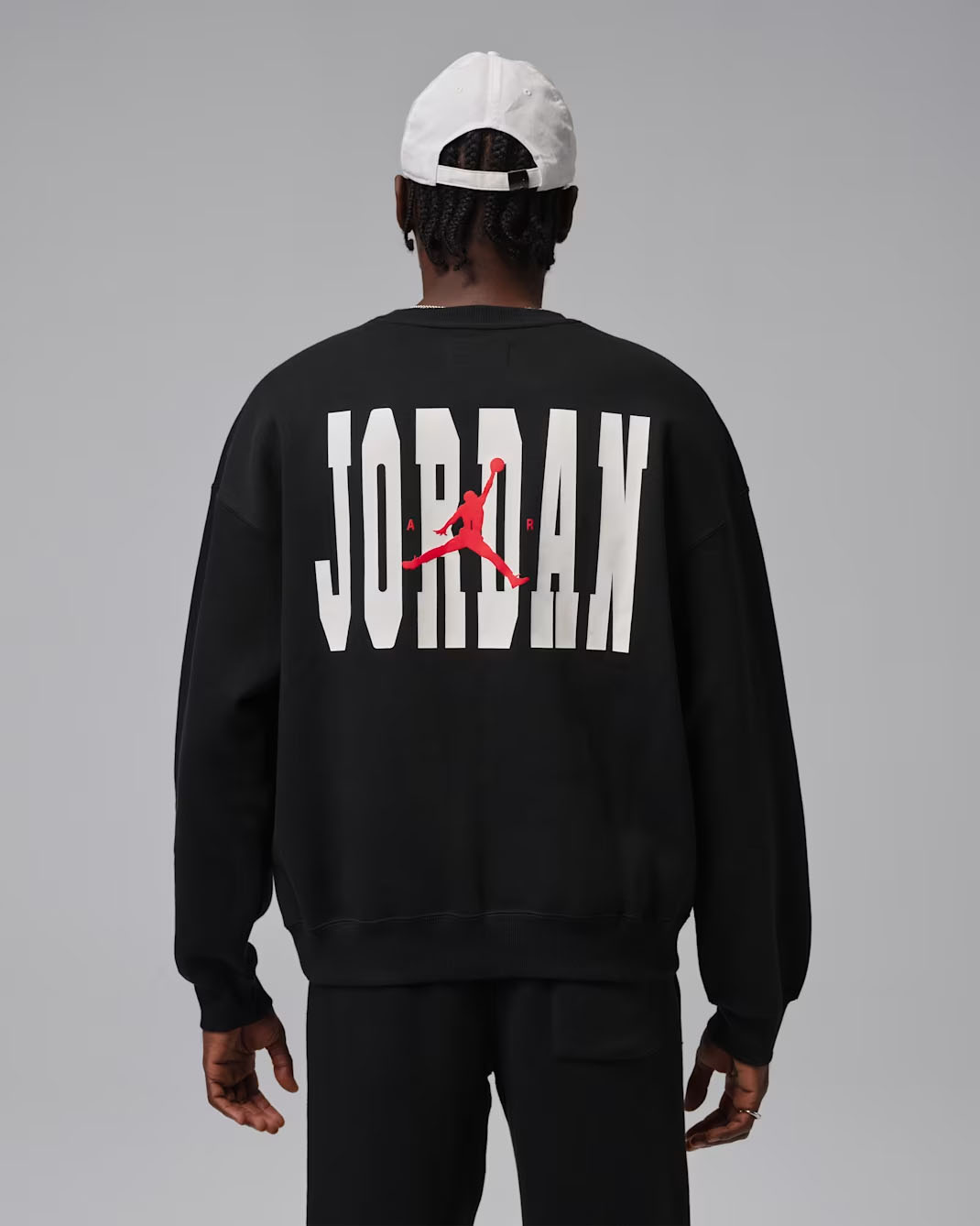 Jordan Brooklyn Mens Crew Neck Sweatshirt Black Chili Red 2