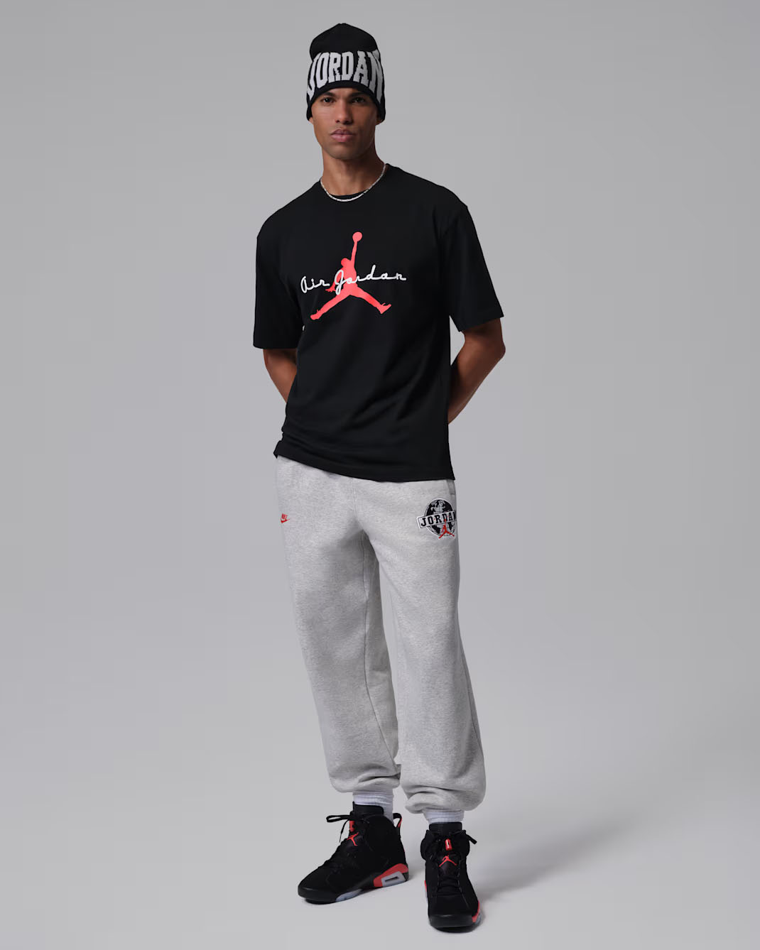 Jordan Brooklyn Mens Graphic T Shirt Black Infrared Outfit