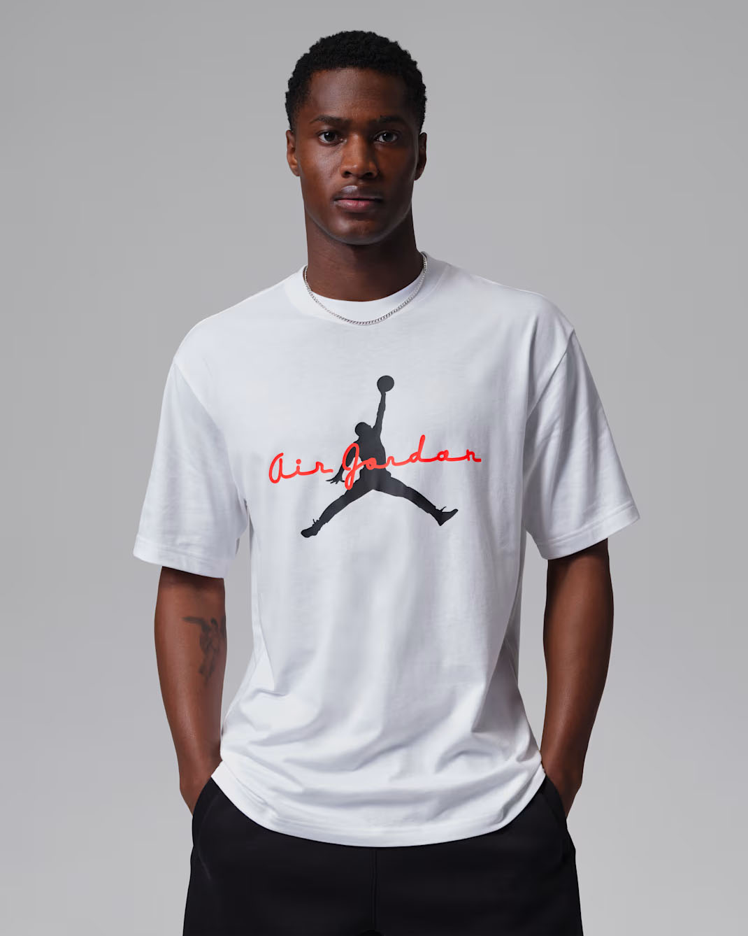 Jordan Brooklyn Mens Graphic T Shirt White Infrared 1