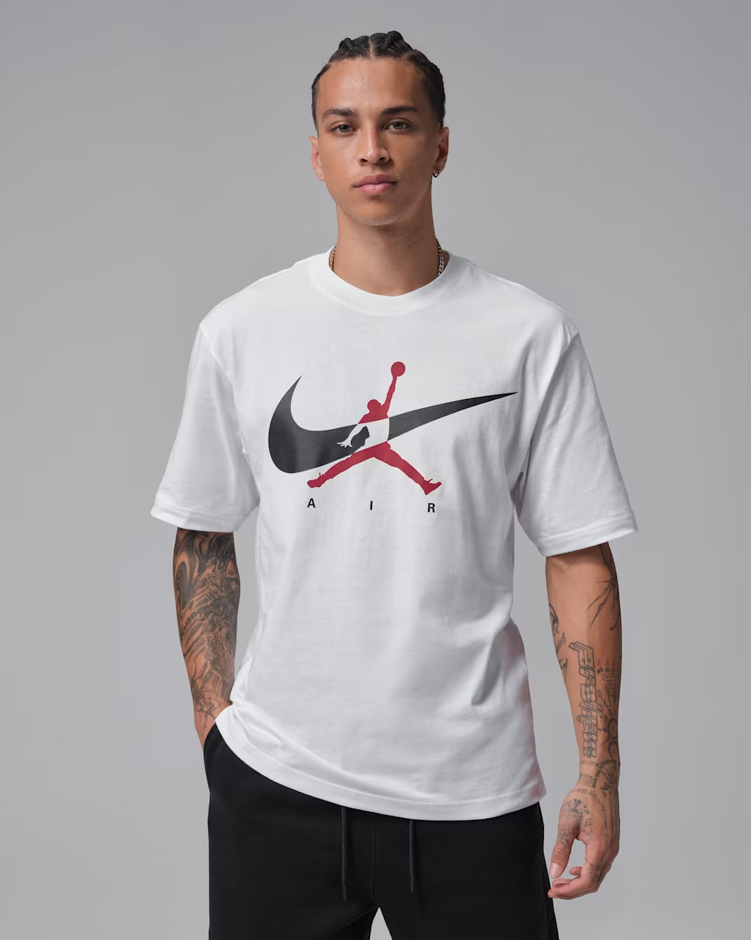 Jordan Brooklyn Mens Jumpman T Shirt White Black Red