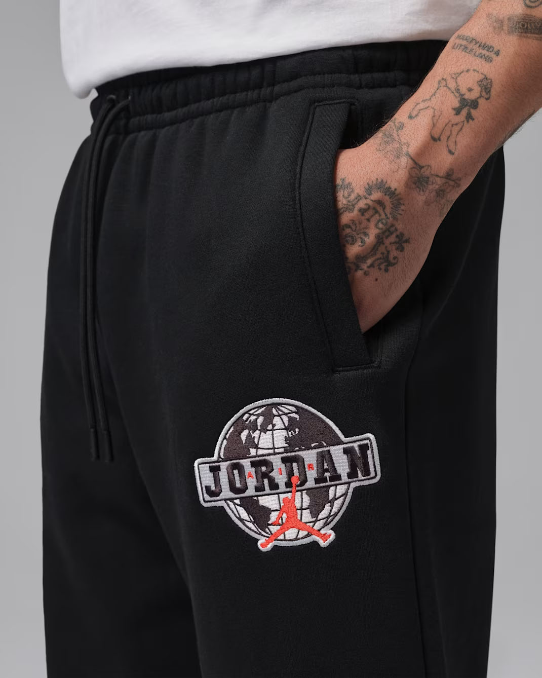 Jordan Brooklyn Mens Open Hem Pants Black Chili Red 2