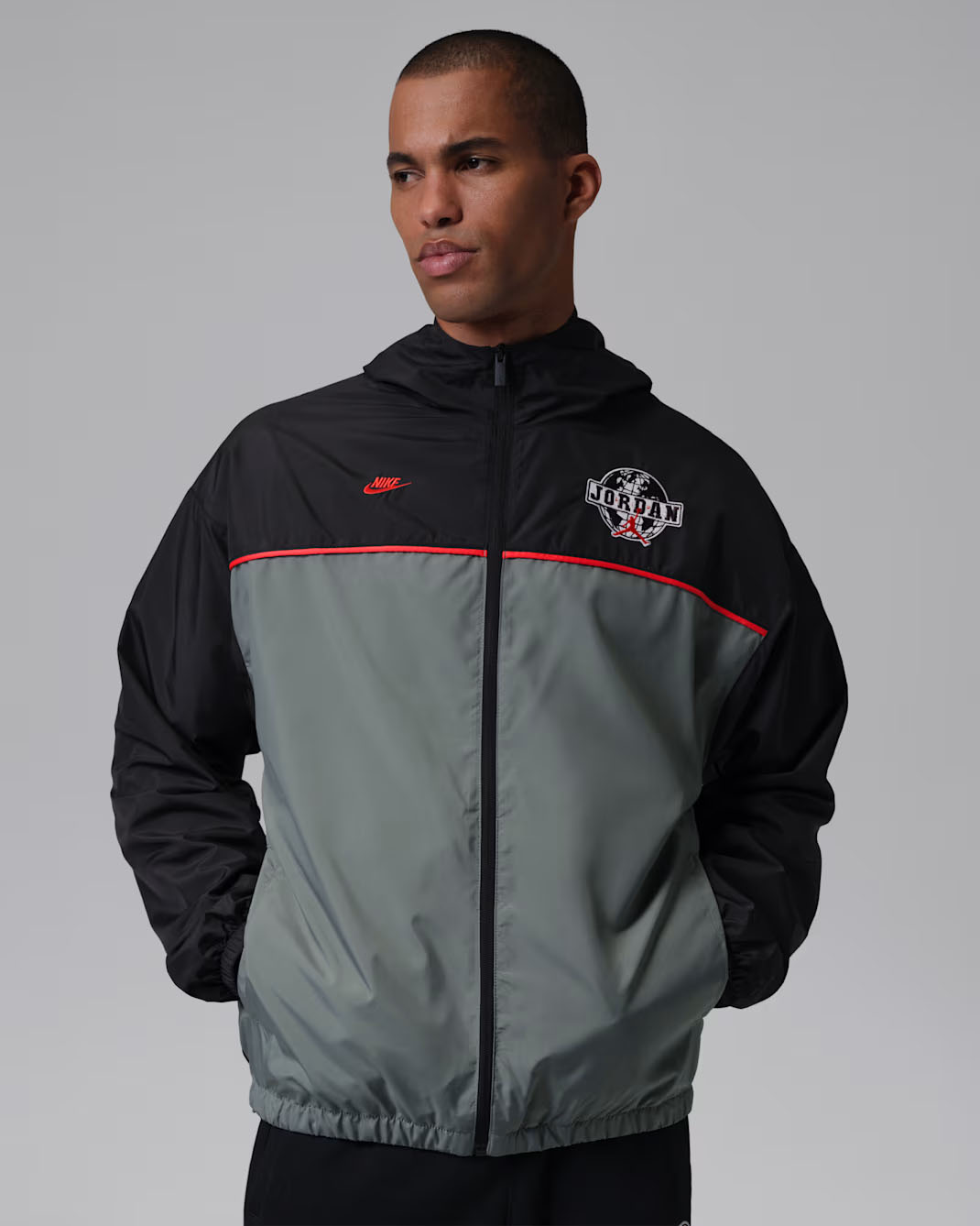Jordan Brooklyn Mens Track Jacket Black Smoke Grey Chili Red 1