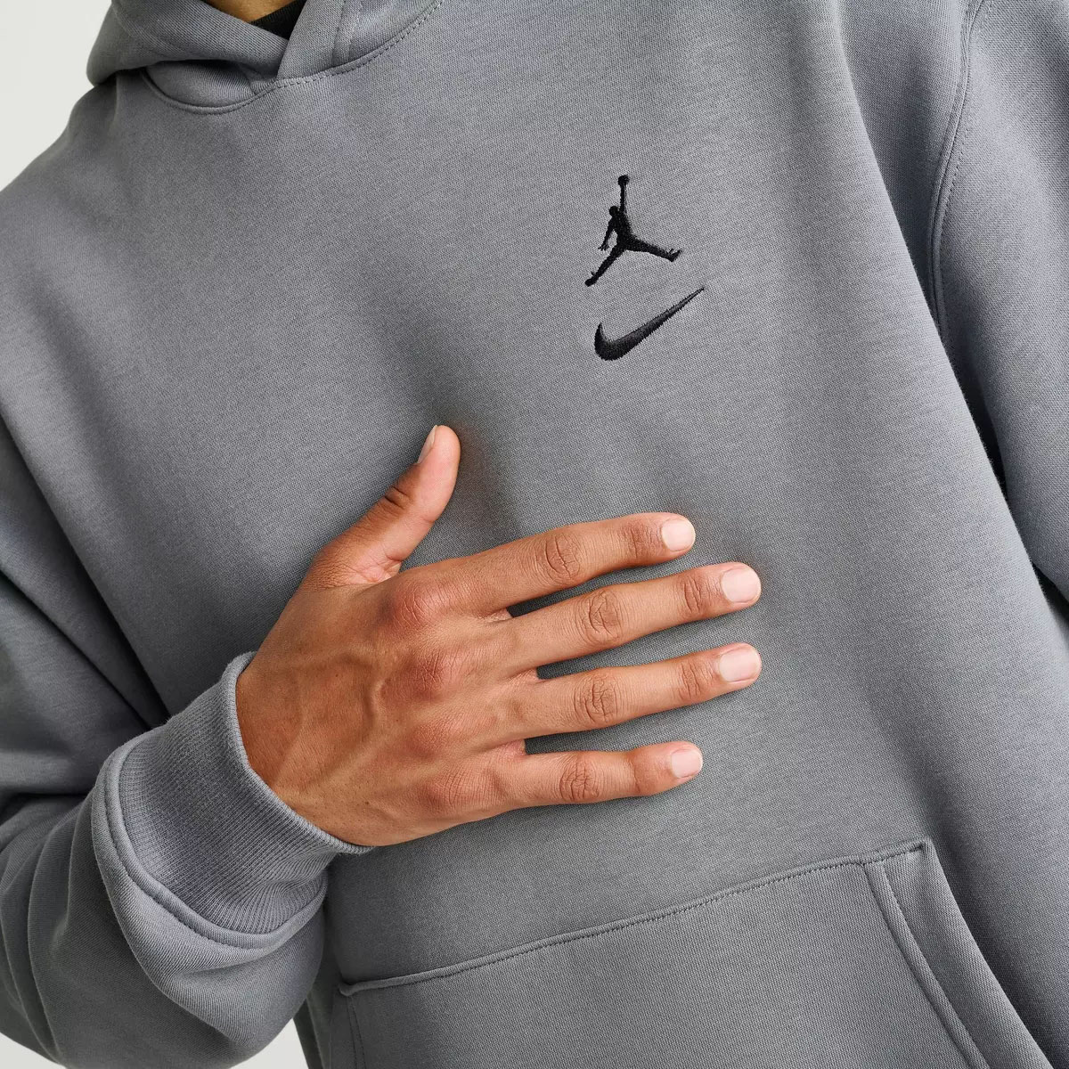 Jordan Brooklyn Swoosh Fleece Mens Hoodie Cool Grey 2