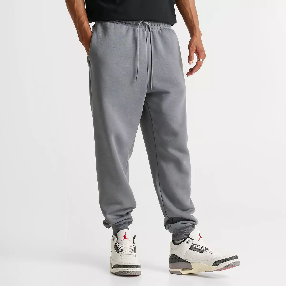 Jordan Brooklyn Swoosh Fleece Mens Pants Cool Grey 1