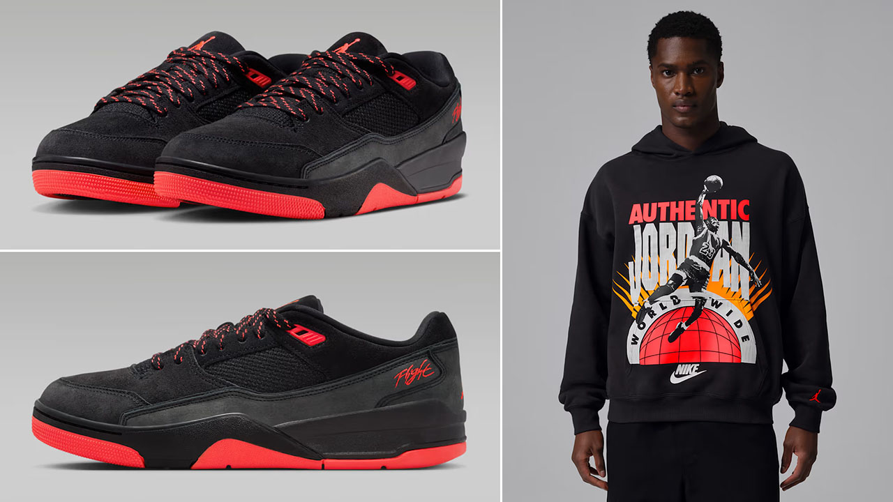 Jordan Flight Court Black Infrared 23 Mens Sneakers Outfits