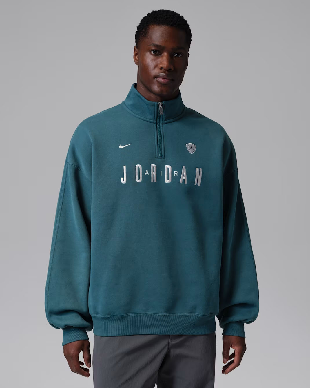 Jordan Flight Fleece Mens Graphic Fleece Quarter Zip Top Squadron Blue