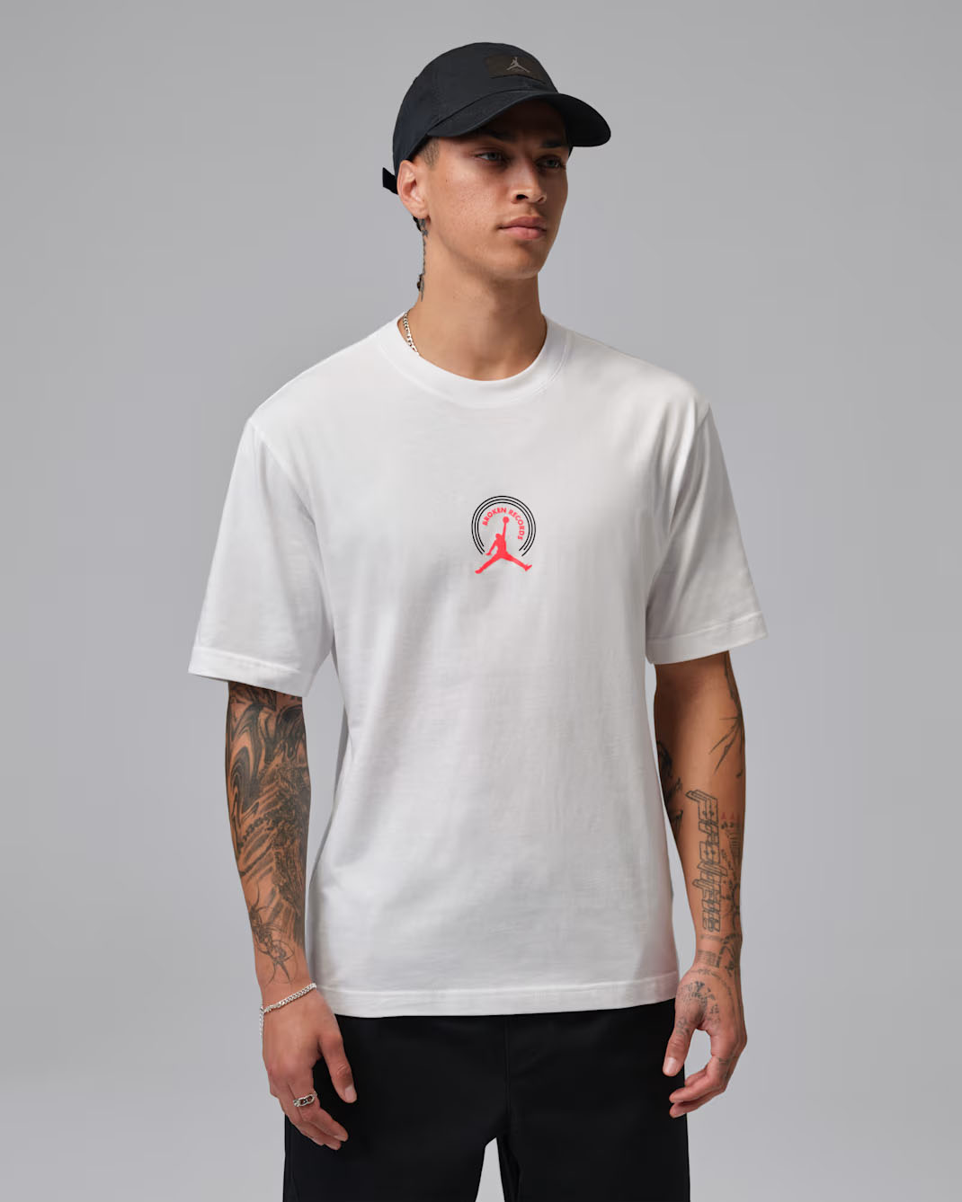 Jordan Mens Broken Records Graphic T Shirt Sail Infrared 23 1