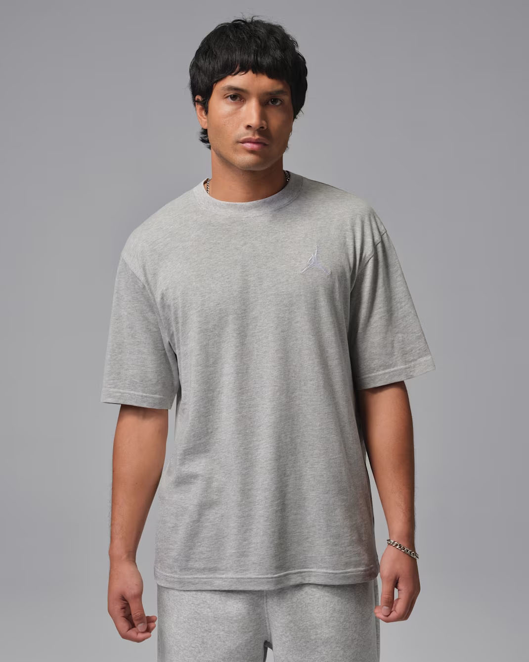 Jordan Mens Embroidered Jumpman T Shirt Grey Heather 1