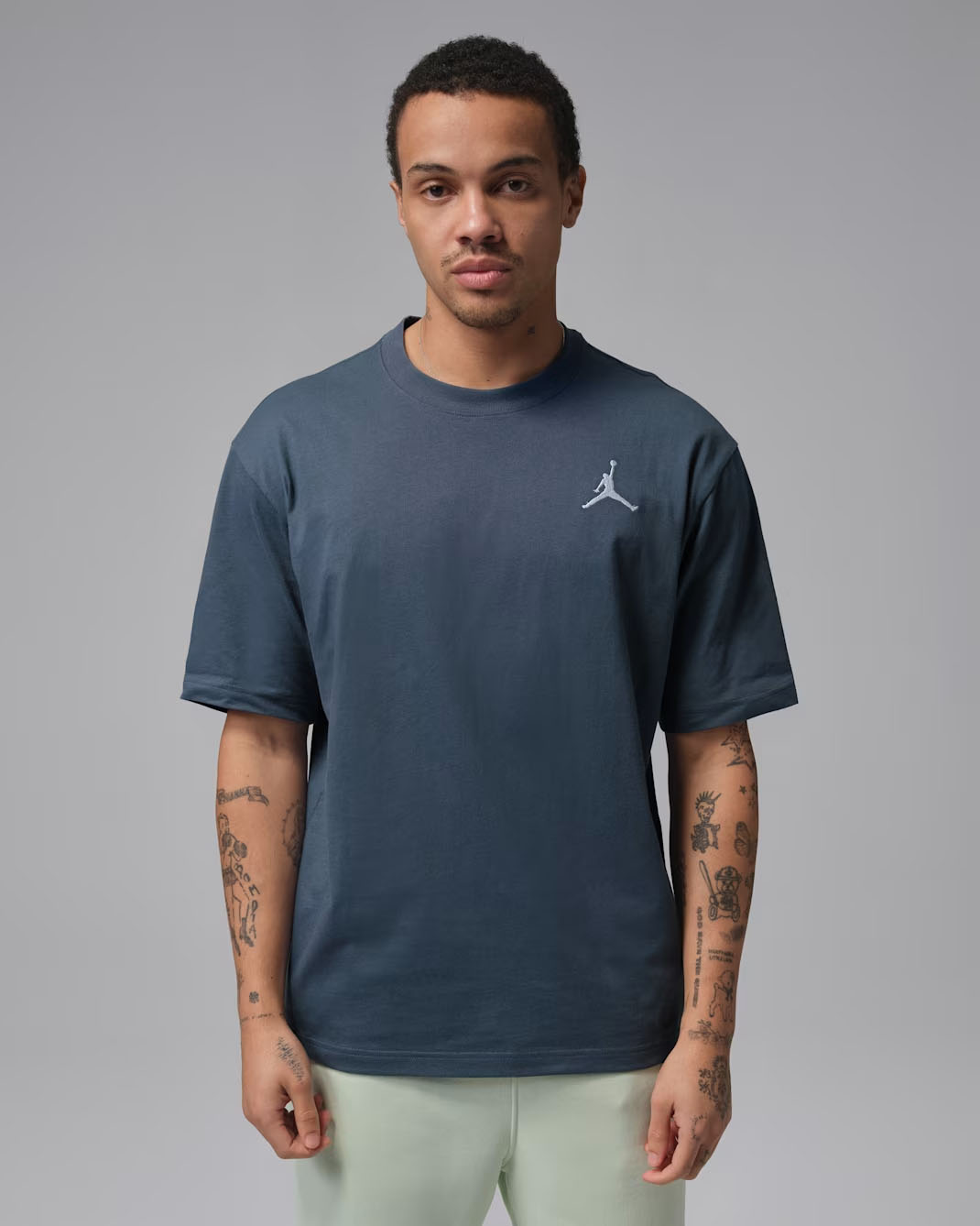 Jordan Mens Embroidered Jumpman T Shirt Squadron Blue White 1