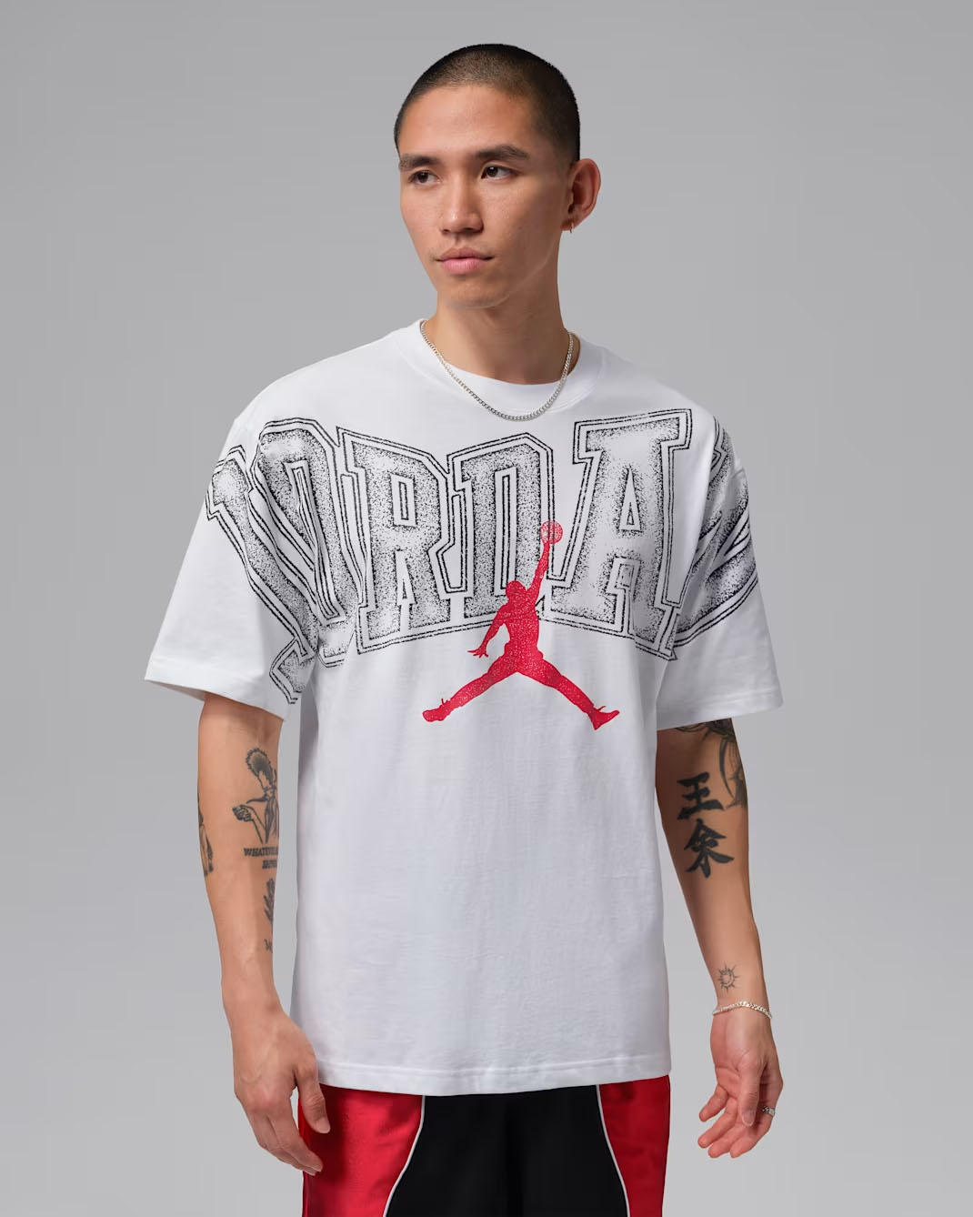 Jordan Mens Graphic T Shirt White Gym Red Black