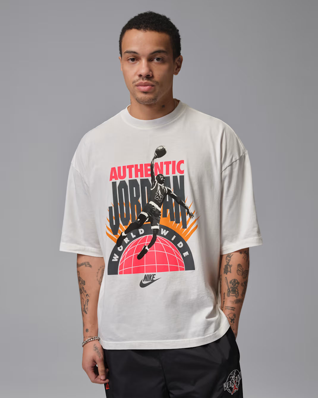Jordan Mens Oversized Reissue T Shirt Sail Infrared 23