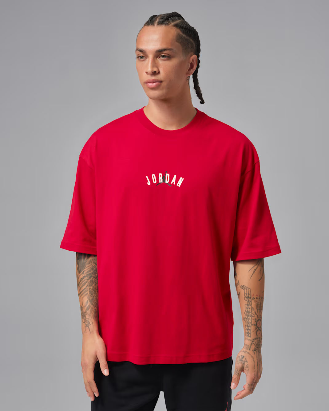 Jordan Mens Oversized T Shirt Gym Red Black White 1
