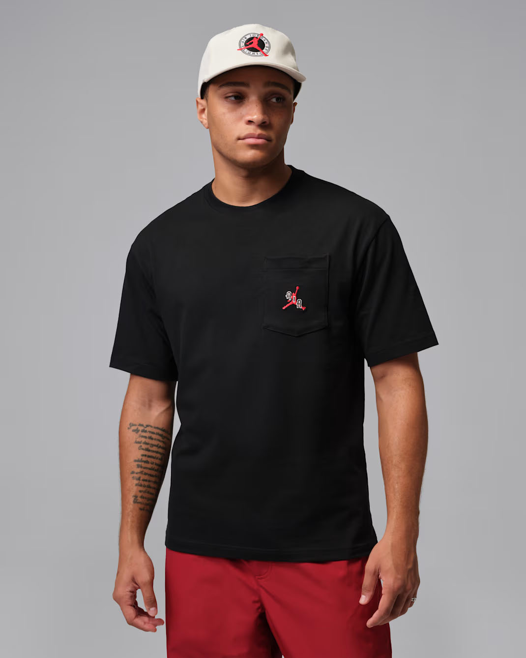 Jordan Mens Pocket T Shirt Black Gym Red 1