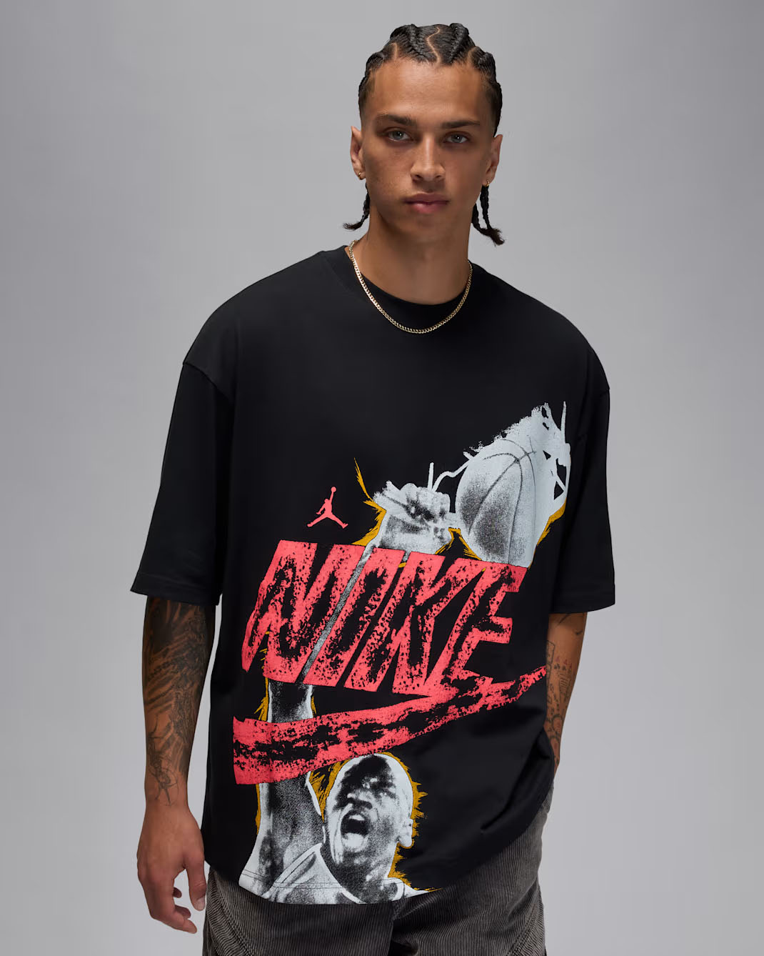 Jordan Oversized Reissue Mens Graphic T Shirt Black Infrared 23