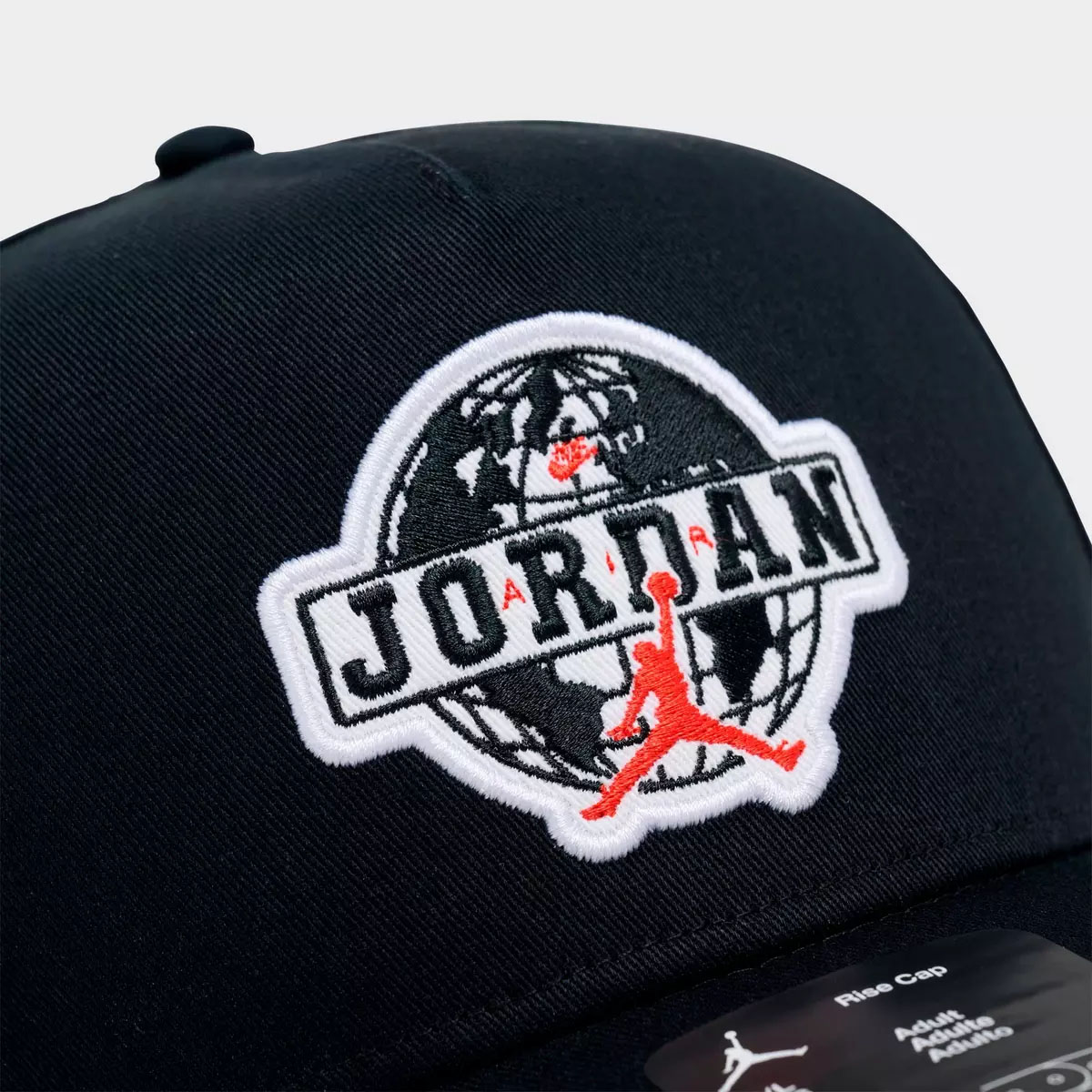 Jordan Rise Global Snapback Hat Black White Chili Red 2