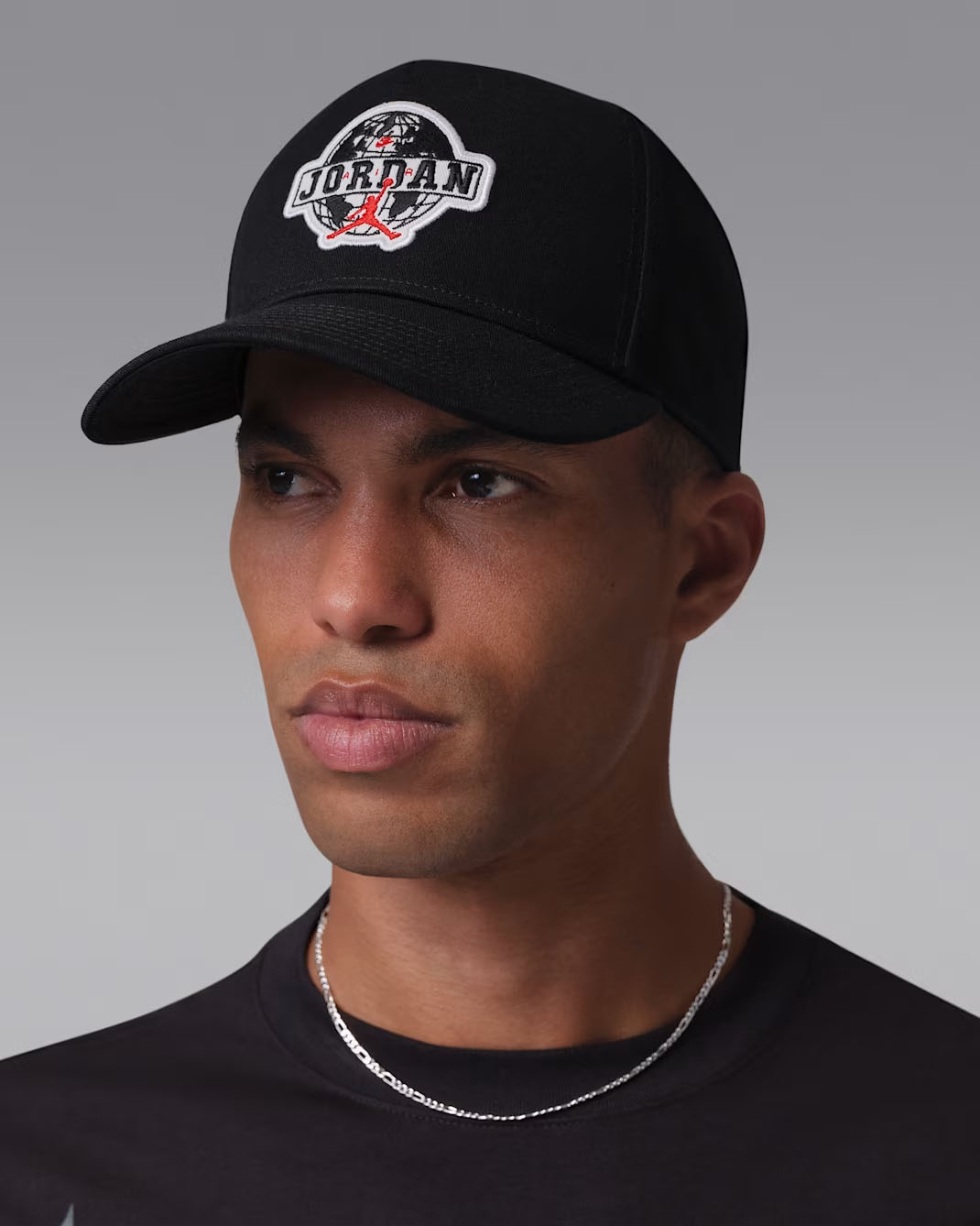 Jordan Rise Global Structured Cap Snapback Hat Black White Chili Red 1