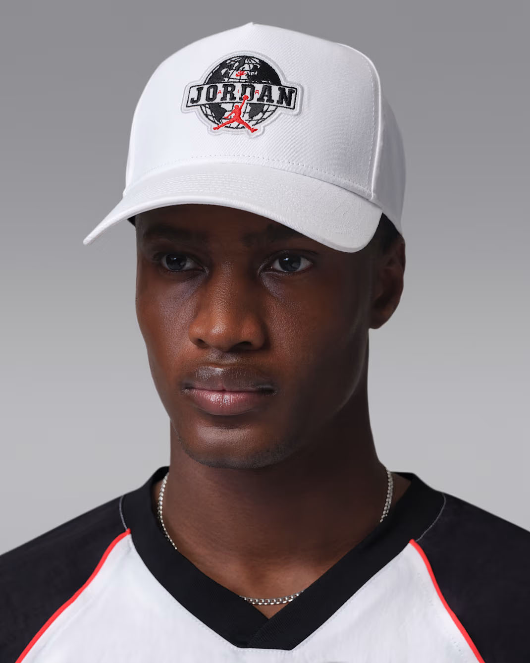 Jordan Rise Global Structured Cap Snapback Hat White Black Chili Red 1