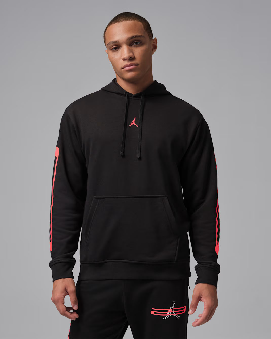 Jordan Sport Crossover Mens Dri Fit Fleece Pullover Hoodie Black Infrared 23 1