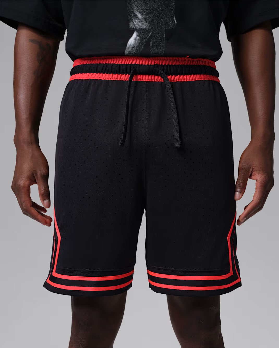 Jordan Sport Mens Dri Fit Mesh Diamond Shorts Black Infrared 23 1
