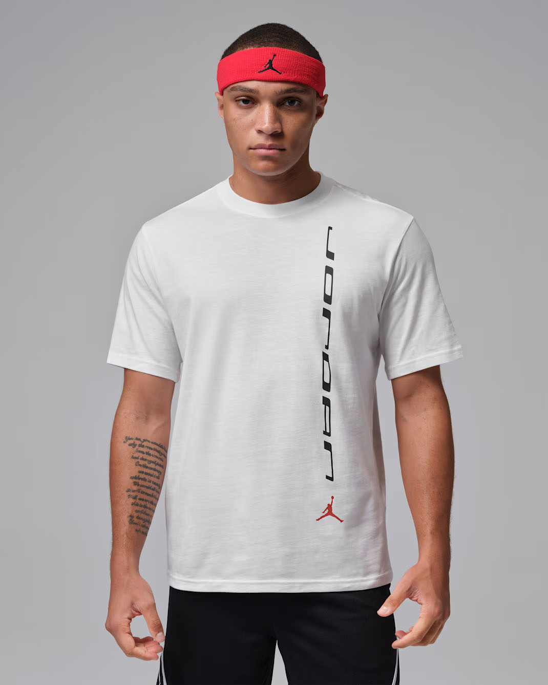 Jordan Sport Mens Dri Fit T Shirt White Black Red