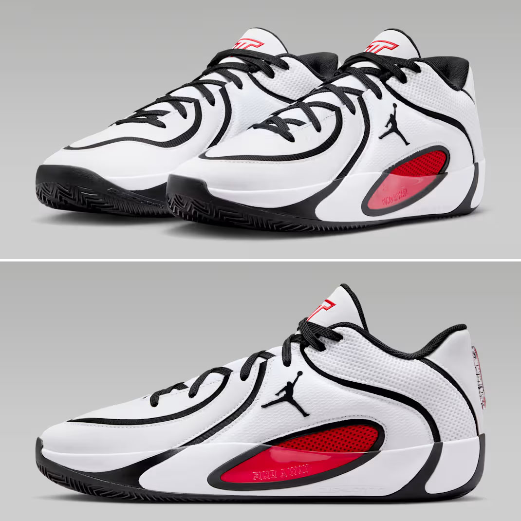 Jordan Tatum 4 White Black University Red Basketball Shoes HQ4614-101