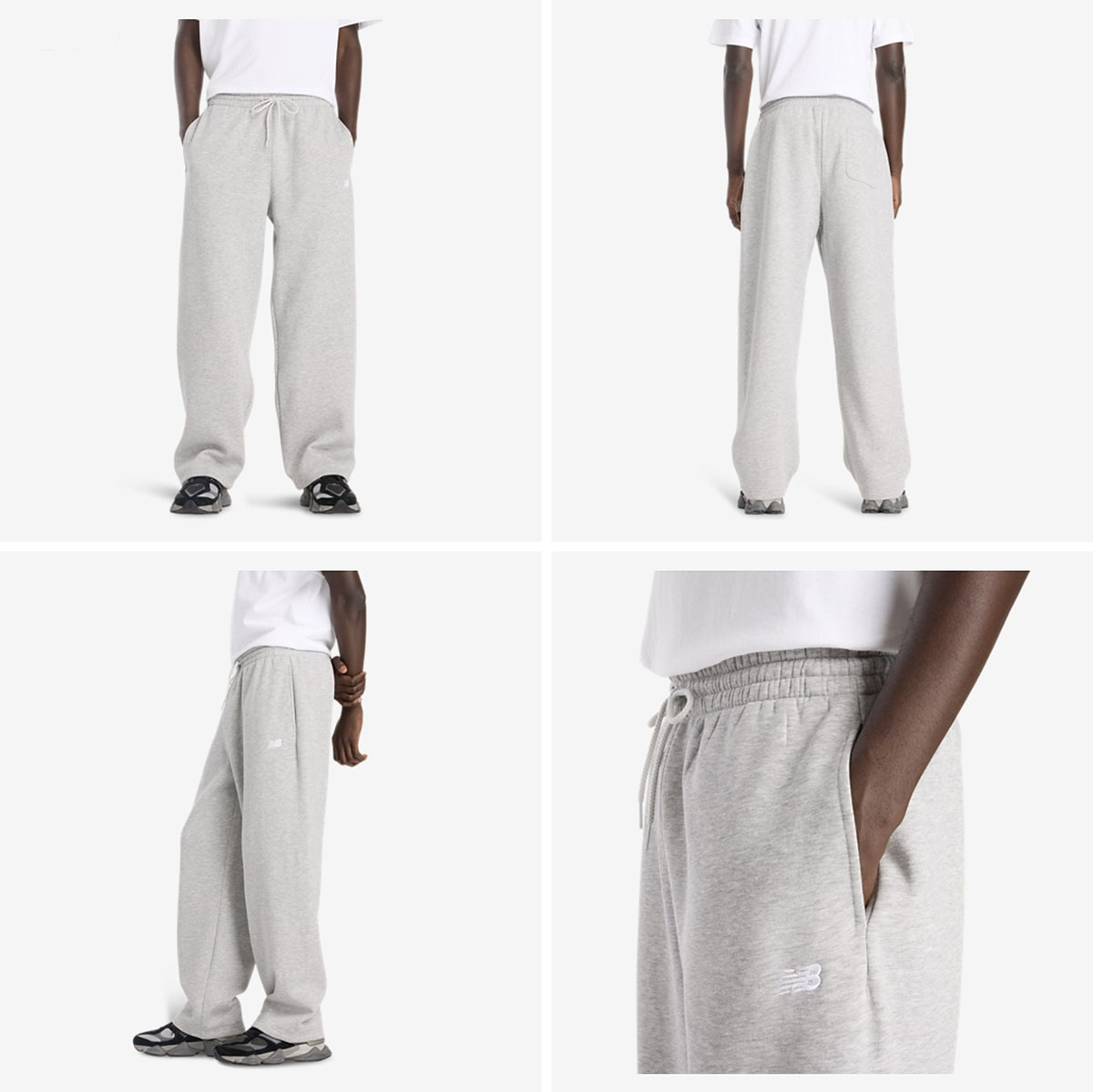 New-Balance-Sport-Essentials-Mens-Open-Hem-Fleece-Pants-Grey-White