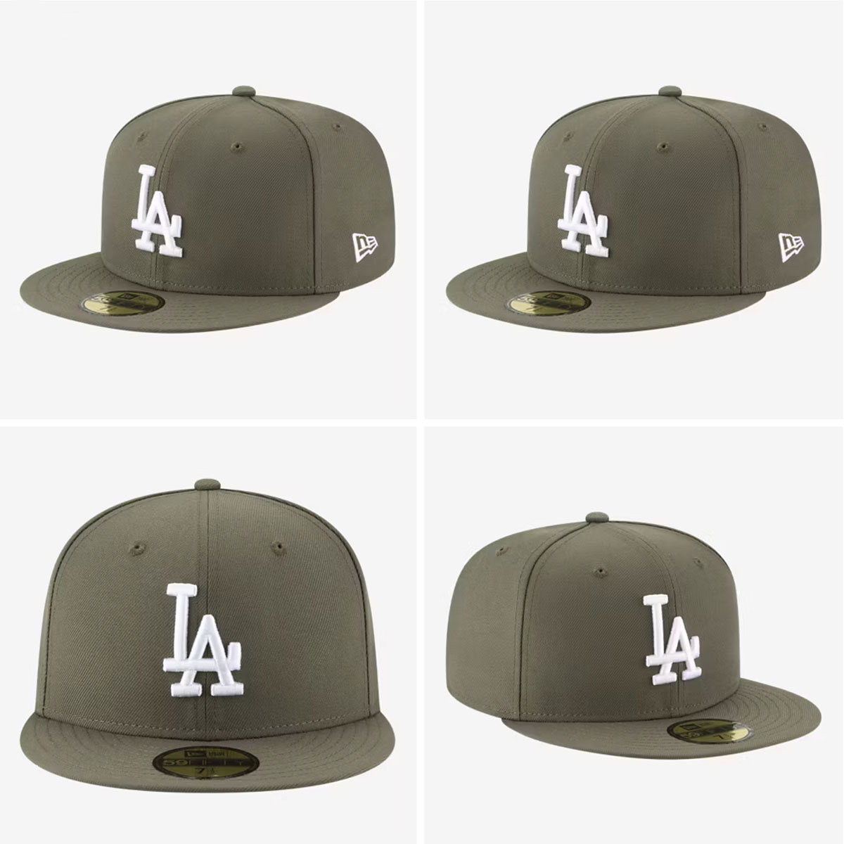 New Era LA Dodgers Olive Green White 59FIFTY Fitted Hat 1