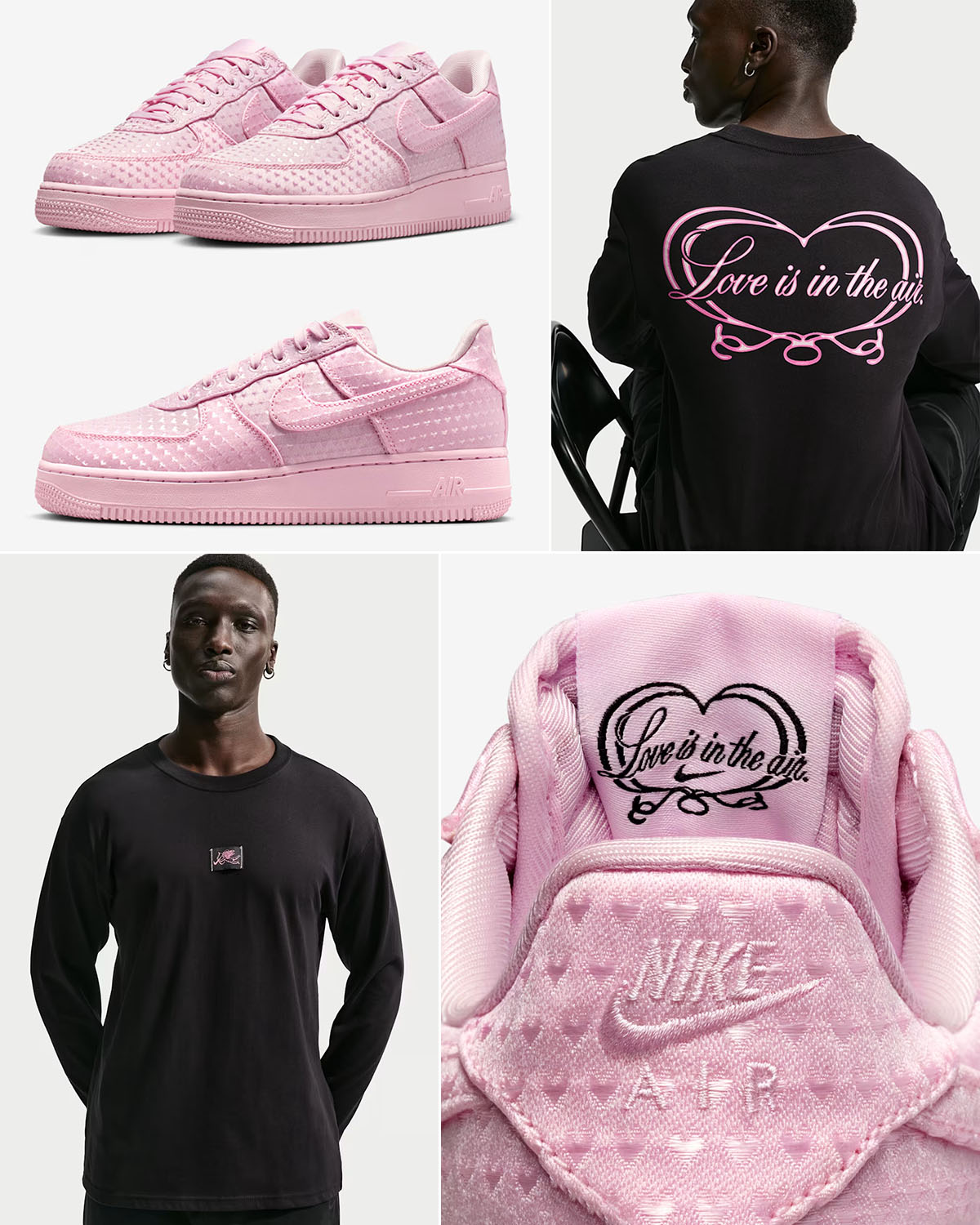 Nike Air Force 1 07 Low SE Valentines Day 2026 Pink Foam Shoes and Long Sleeve T Shirt Outfit