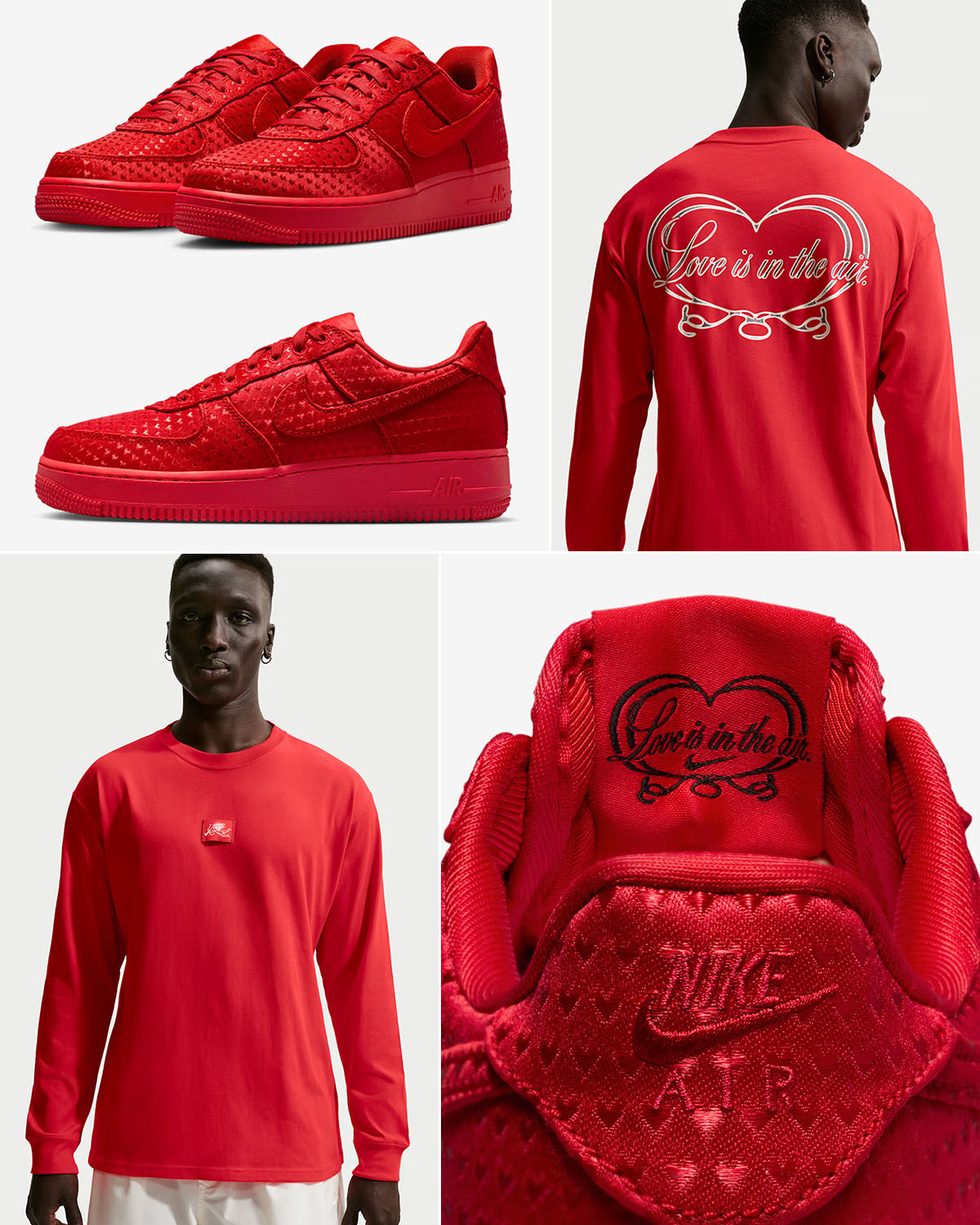Nike Air Force 1 Low SE Valentines Day 2026 University Red x Nike Love is in the Air Long Sleeve T Shirt Outfit