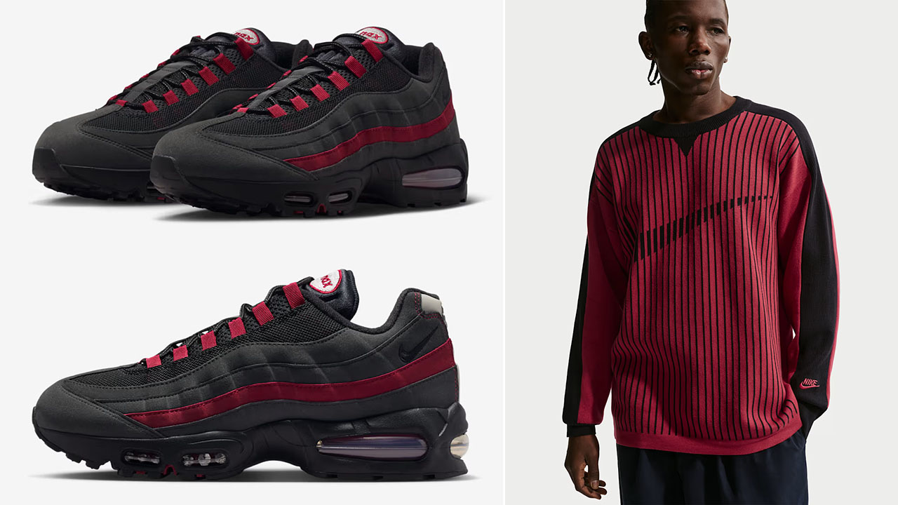 Nike Air Max 95 Black Team Crimson Sneakers Outfits