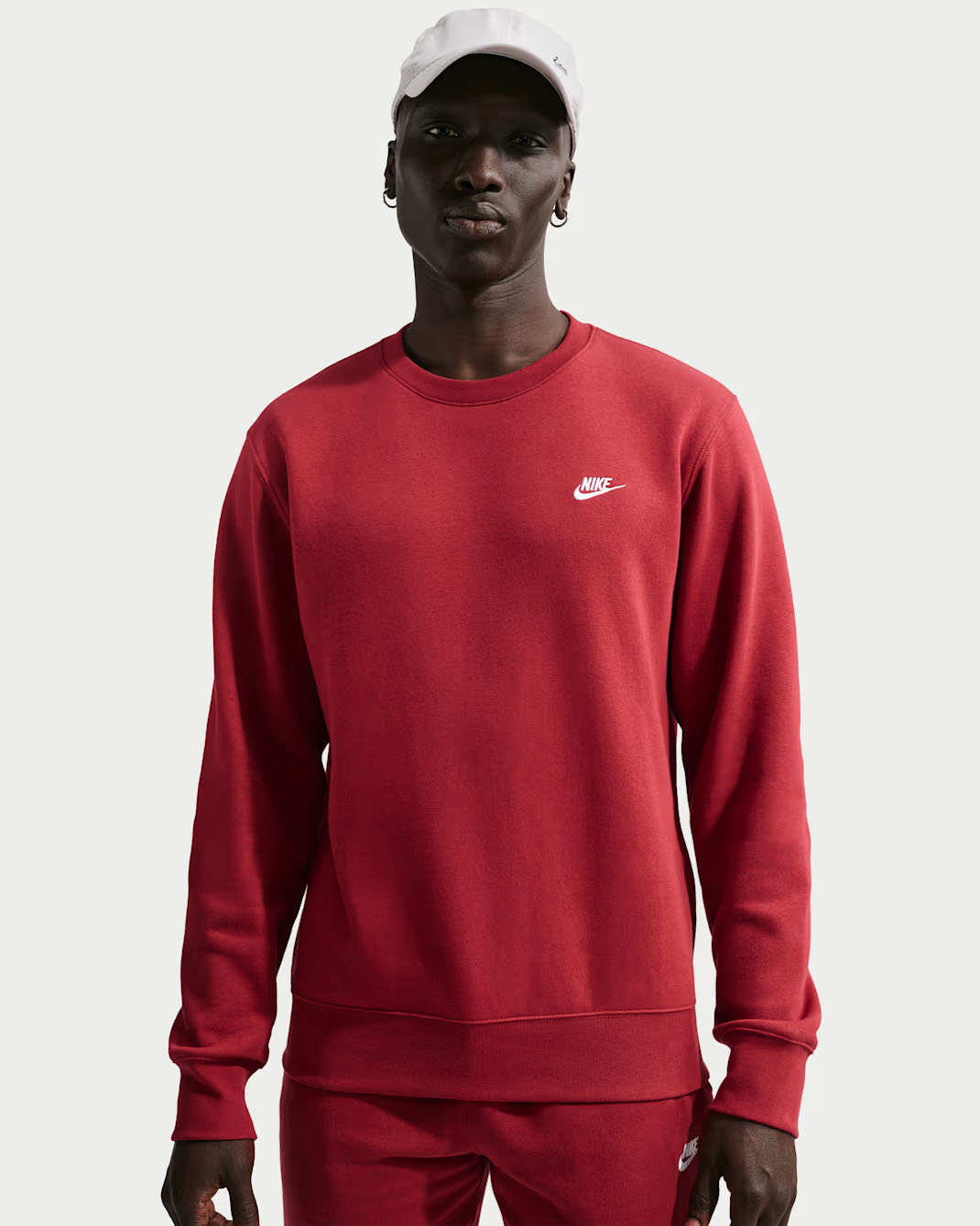 Nike Club Fleece Mens Crew Sweatshirt Team Crimson